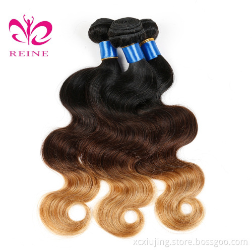 REINE Cheap Ombre Virgin Human Hair Weave 1B 4 27 Unprocessed Wholesale Human Hair Weave Bundles